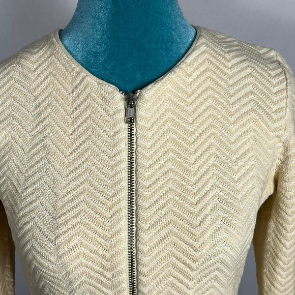 Anthropologie Rosie Neira 100% Cotton Cream Chevron Knit Jacket - Picture 5 of 8